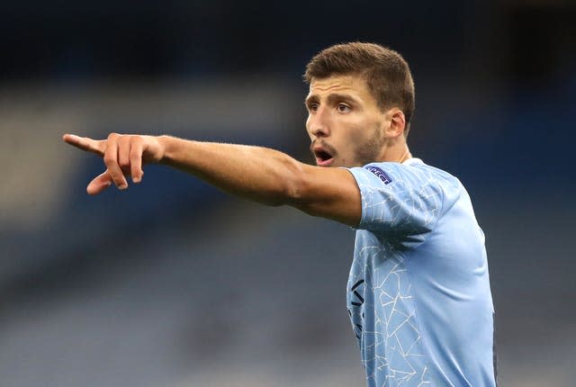 Ruben Dias shouts instructions during the Champions League clash with Porto