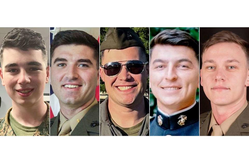 <p>Travis Manion Foundation/ Facebook</p> Donovan Davis, Jack Casey, Benjamin Moulton, Miguel Nava, Alec Langen