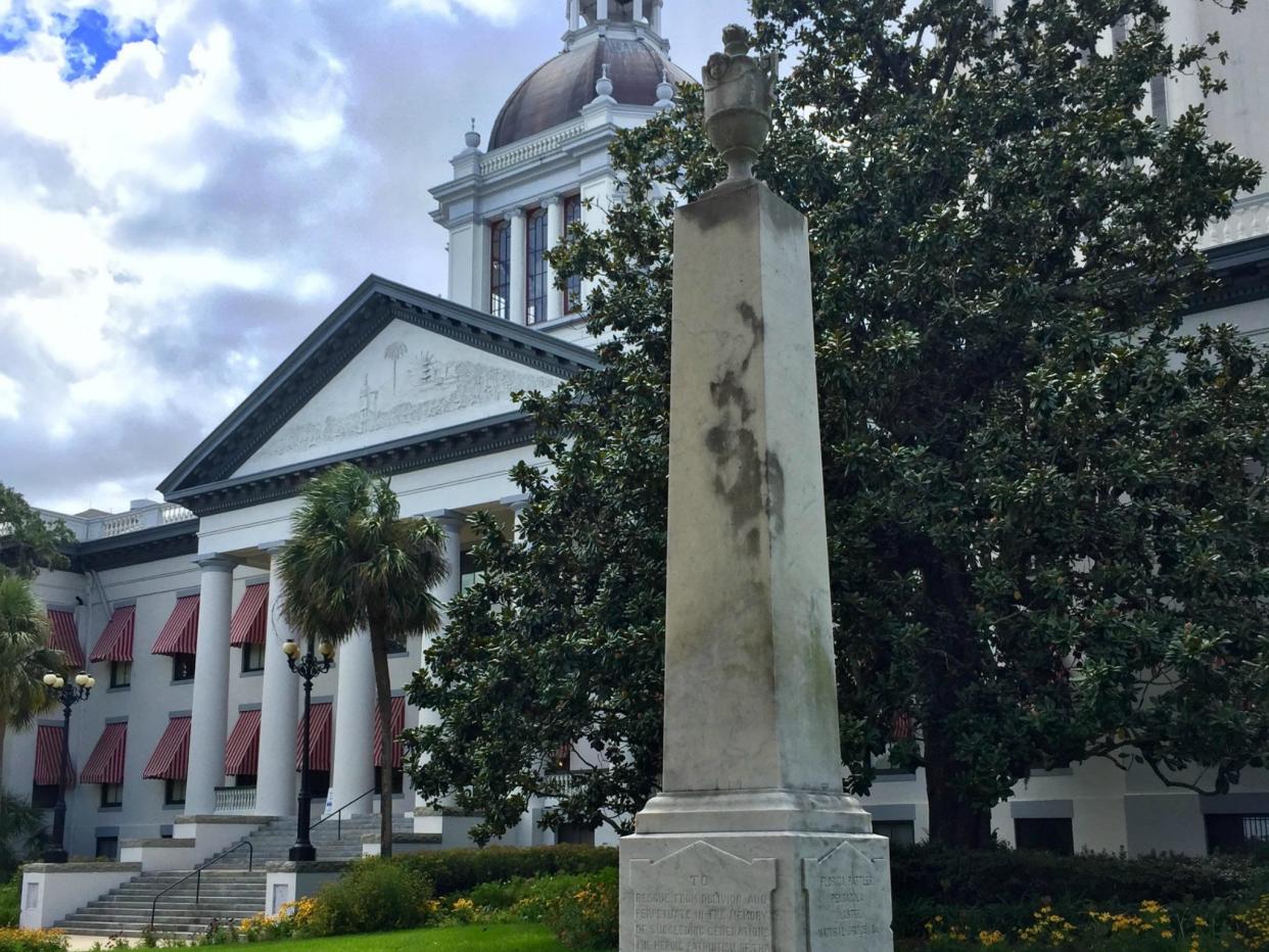 There are a number of Confederate statues and street signs across Florida, including this monument to Confederate soldiers outside the capitol building in Tallahassee: AP