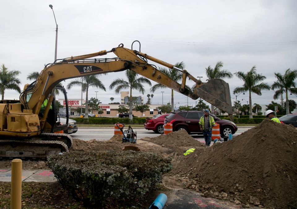 Construction crew works to improve water service in January 2019.