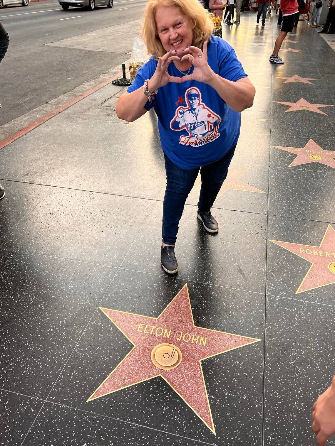 After Elton John’s last concert at Dodger Stadium, his Hollywood, Florida, fan Abby Goldstein Feilich, 65, visited Elton John’s star on the Hollywood Walk of Fame on Nov. 21, 2022.
