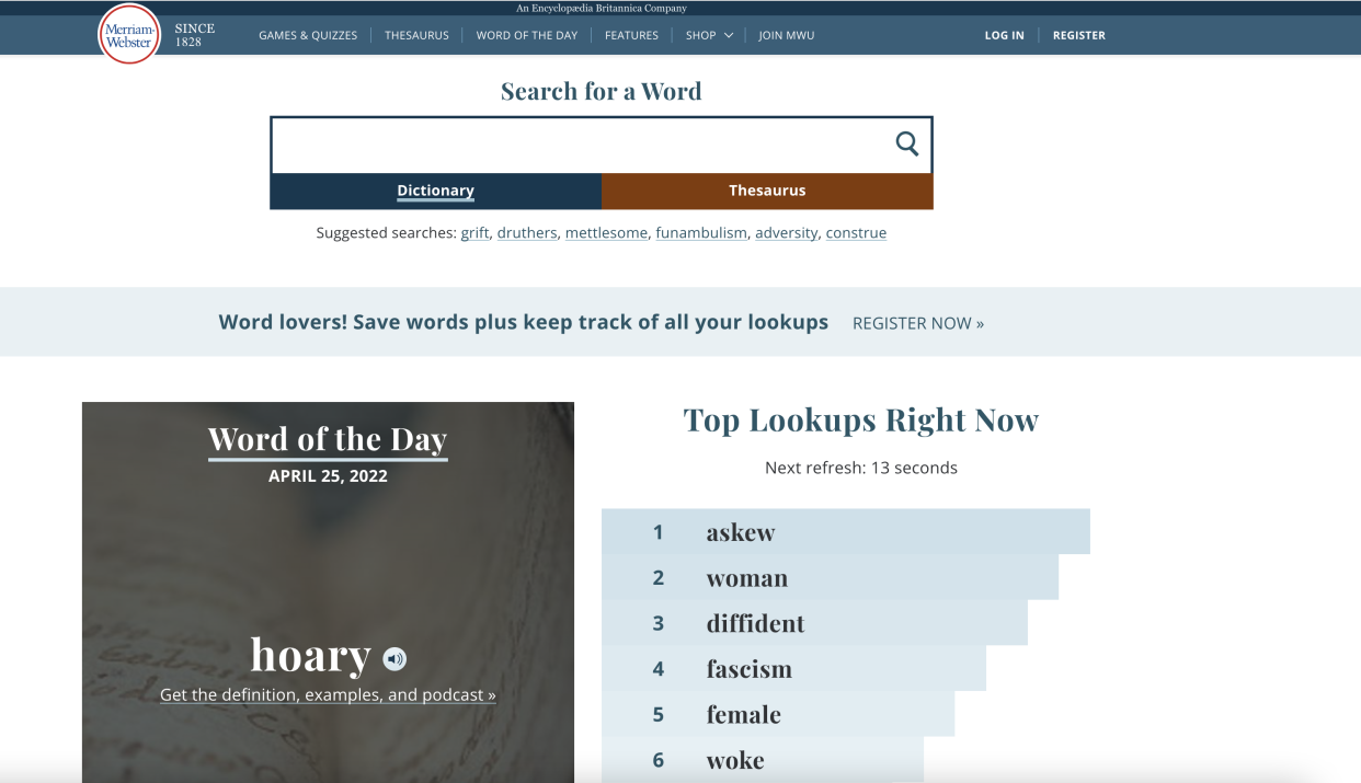 Merriam-Webster's website.