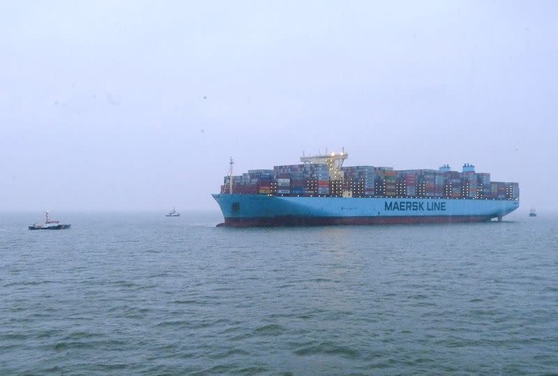 Container ship runs aground off German island