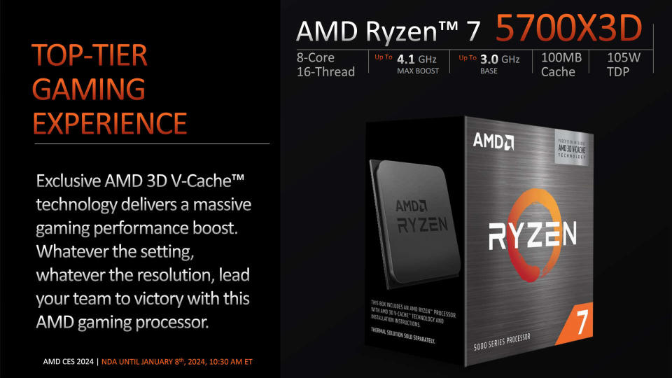 Ryzen 7 5700X3D promotional information