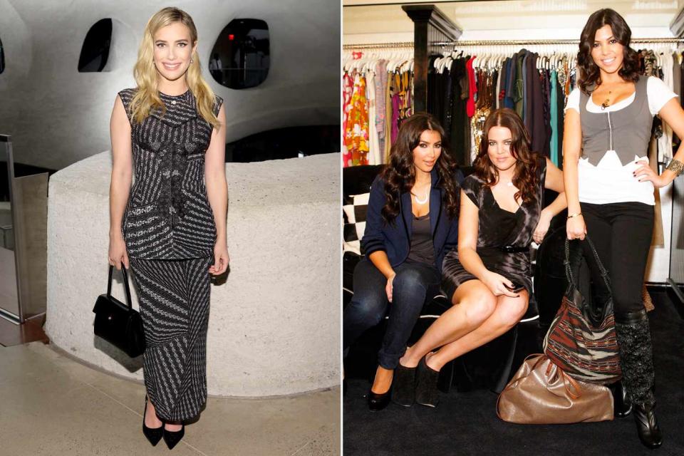 <p>Cindy Ord/Getty Images for Tory Burch; Jean Baptiste Lacroix/WireImage</p> Emma Roberts talks meeting her now-costar Kim Kardashian at her 2000s boutique in Calabasas, Calif.  