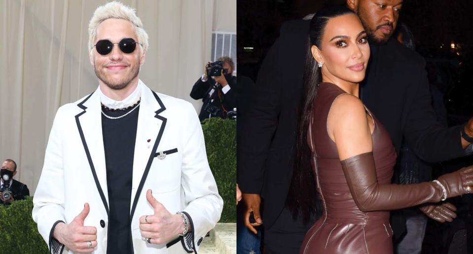 Pete Davidson and Kim Kardashian West wore matching outfits for his birthday. (Photo: Getty Images)