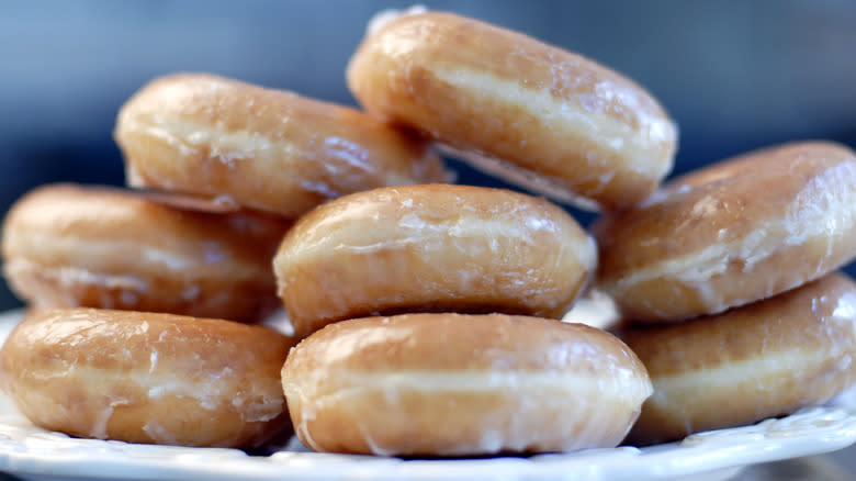 Pile of glazed donuts