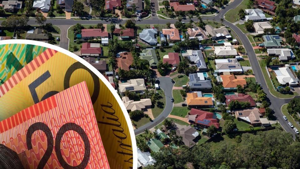 Australian cash, Australian houses. Images: Getty