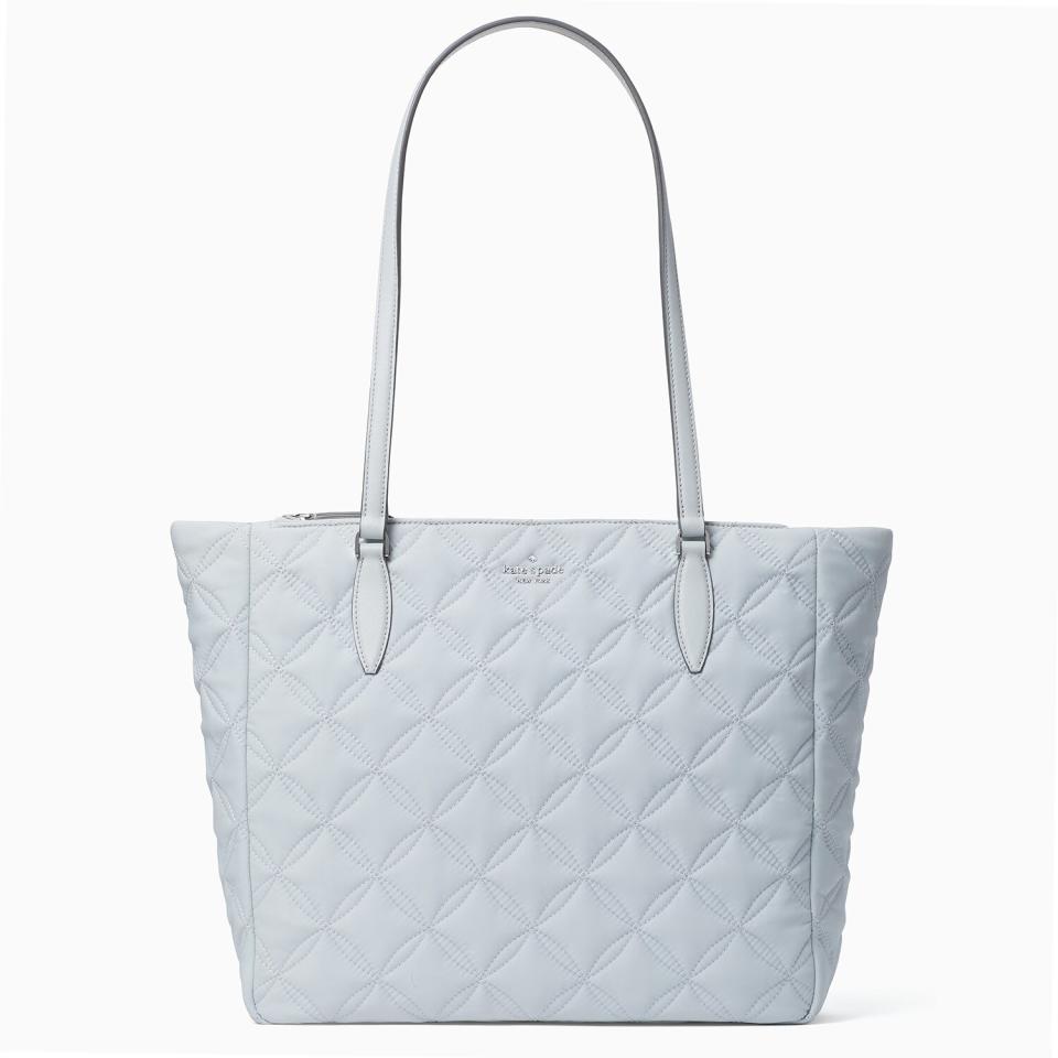 Light blue quilted tote