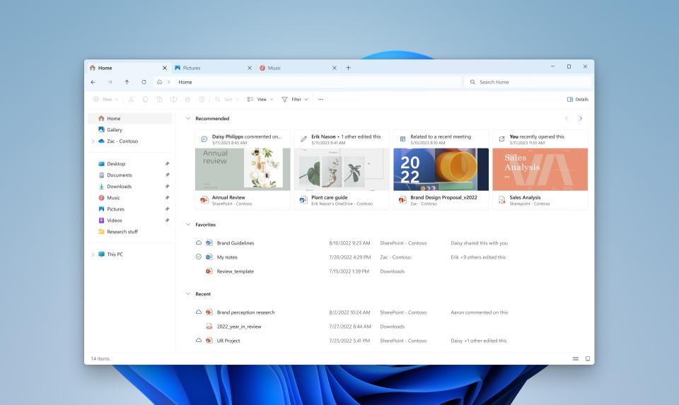 Screenshot of updated file explorer