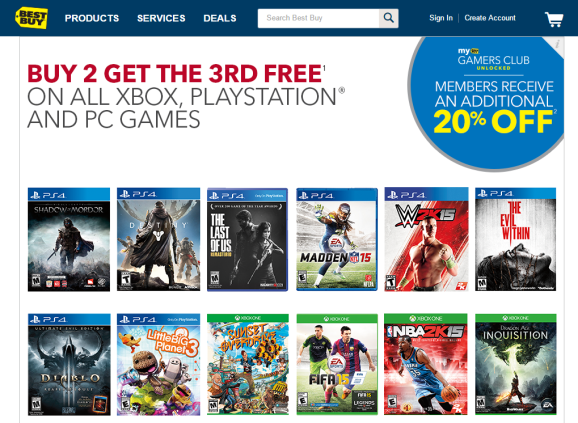 Best Buy launches buy 2, get 1 free game holiday promotion