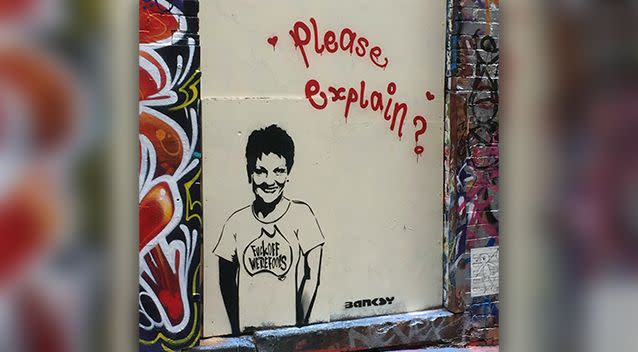 The image was spotted in Hosier Lane, Melbourne, on Wednesday. Photo: AAP