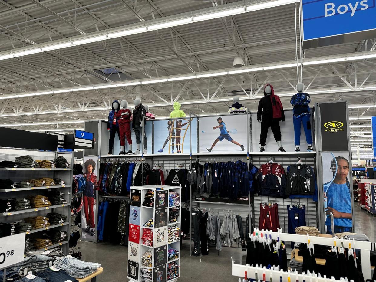 A look at some of the new apparel sections at the Chapman Highway Walmart on November 3, 2023.