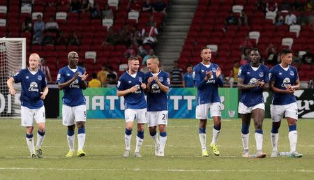 Football - Everton v Stoke City - Barclays Asia Trophy - National Stadium, Singapore - 15/7/15 Everton players celebrate winning the game Mandatory Credit: Action Images / Jeremy Lee Livepic