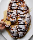 <p>This ultimate make-ahead breakfast lets you prep your French toast up to 24 hours in advance, then simply slip it into the oven to bake on Christmas morning. <a href="https://www.realsimple.com/food-recipes/browse-all-recipes/hasselback-challah-french-toast" rel="nofollow noopener" target="_blank" data-ylk="slk:get the recipe;elm:context_link;itc:0;sec:content-canvas" class="link ">get the recipe</a></p>