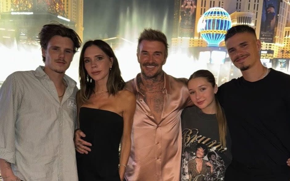 Victoria Beckham photographed celebrating her son Romeo Beckham's 22nd birthday in Las Vegas sporting a new hairstyle