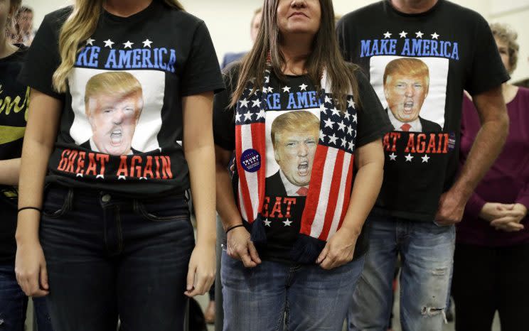 Donald Trump supporters before a rally in Council Bluffs, Iowa. 