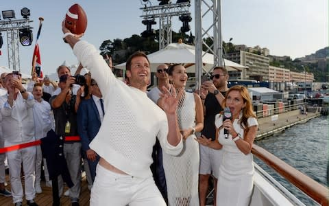 Tom Brady, Bella Hadid and Geri Halliwell Horner attend the TAG Heuer event during the Formula 1 Grand Prix de Monaco on May 26, 2018 - Credit: GETTY IMAGES