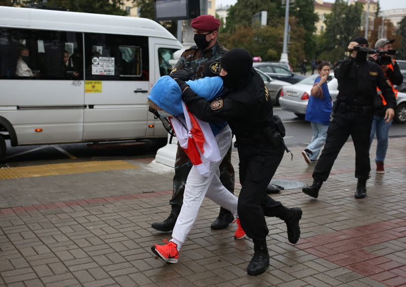 Students protest against presidential election results in Minsk