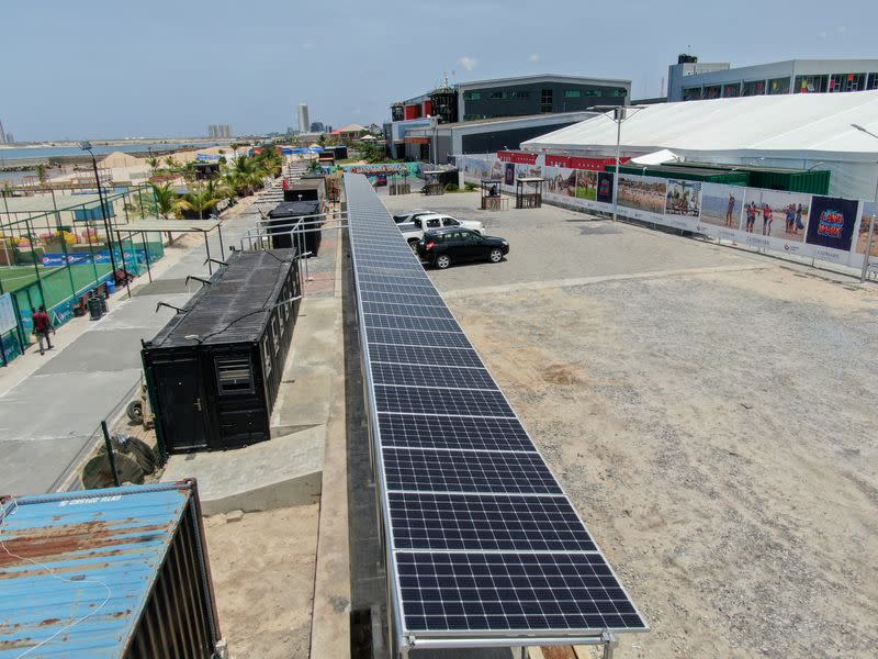 A view shows solar panels installed by Arnergy Solar Limited at an isolation centre in Lagos