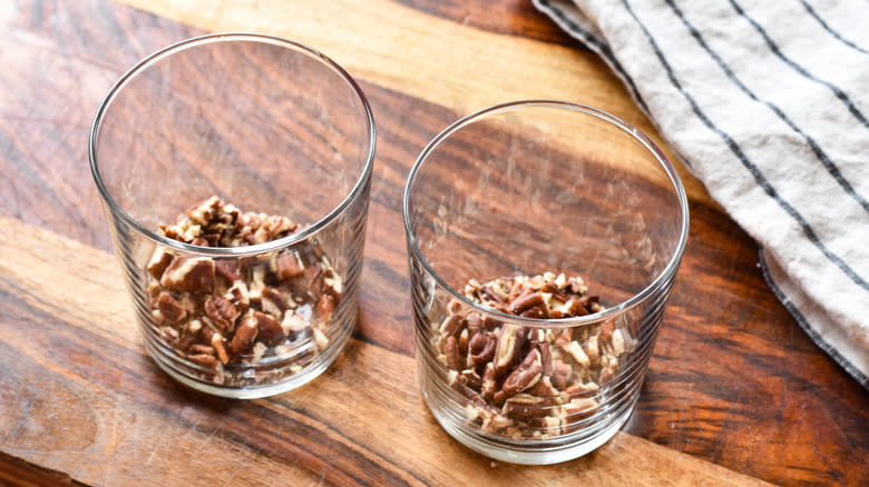 pecans in 2 glass cups