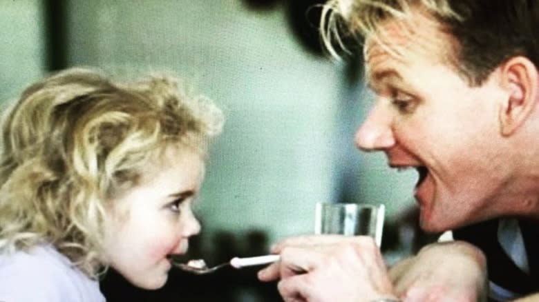 Gordon Ramsay feeding Tilly as a child