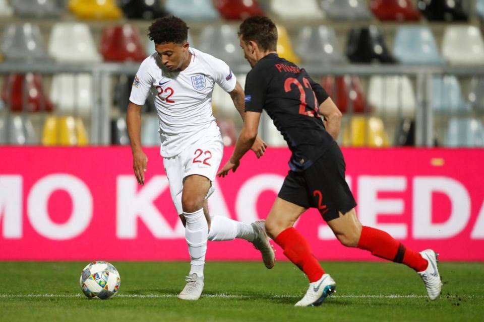 Sancho made his England debut in the Nations League draw with Croatia