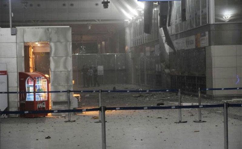 A view of the entrance of the Ataturk international airport after two suicide bombers opened fire before blowing themselves up. Photo: 140journo/Reuters