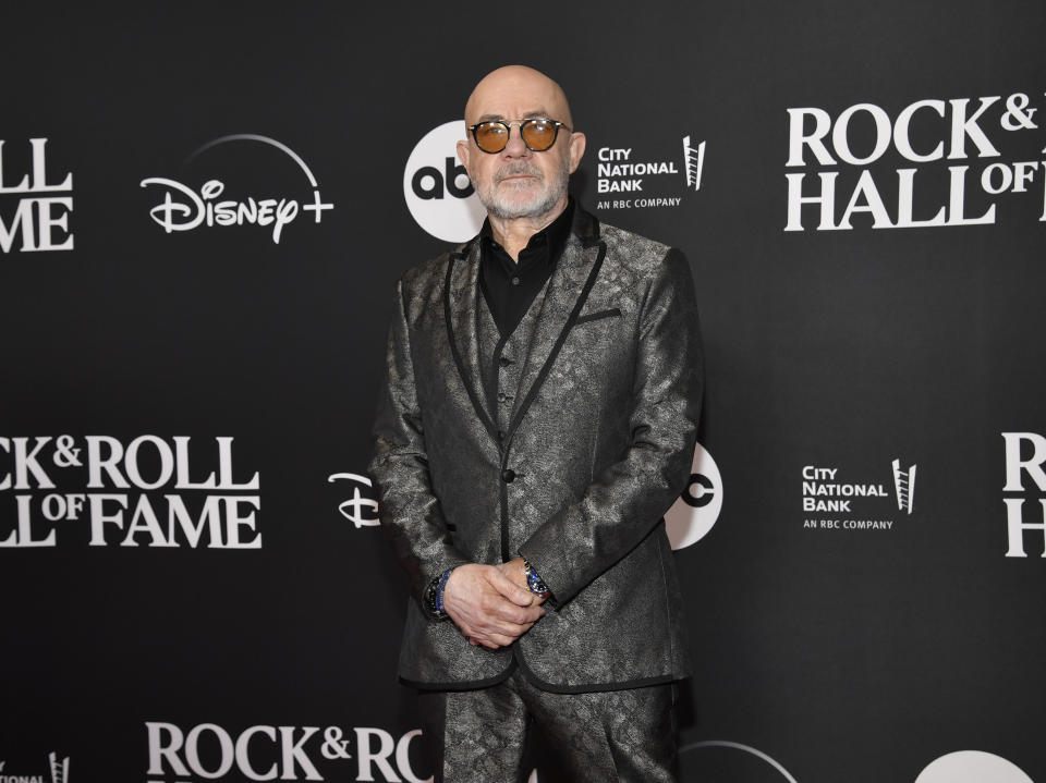 Bernie Taupin arrives at the Rock & Roll Hall of Fame Induction Ceremony on Friday, Nov. 3, 2023, at Barclays Center in New York. (Photo by Evan Agostini/Invision/AP)