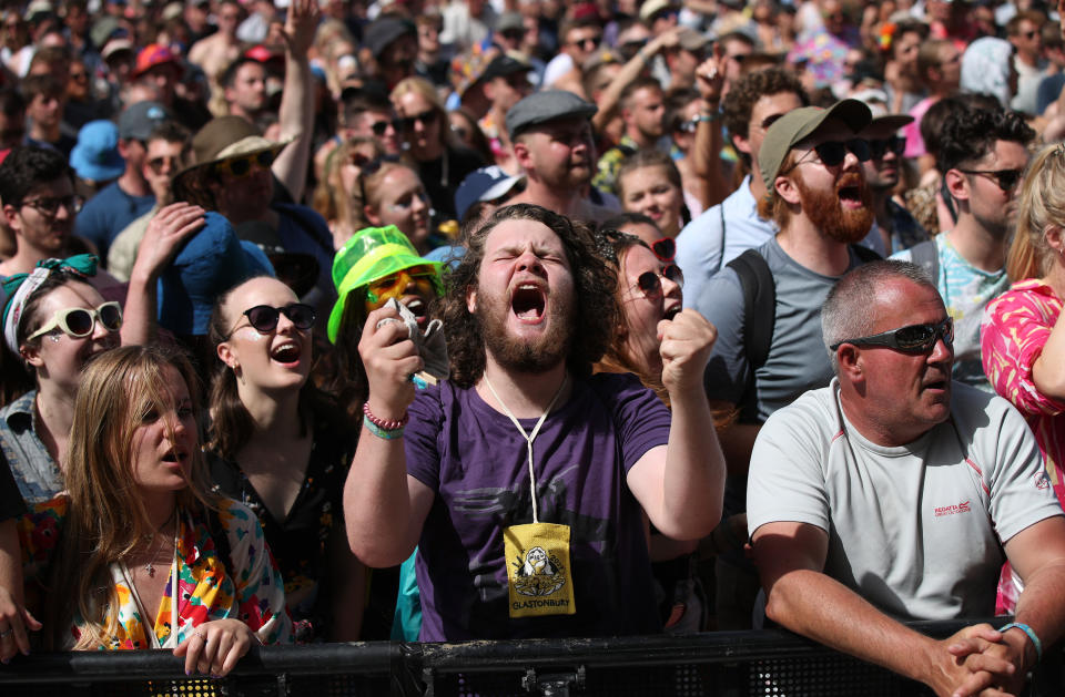 The crowd watching The Vaccines on the Other Stage during the Glastonbury Festival, at Worthy Farm in Pilton, Somerset.