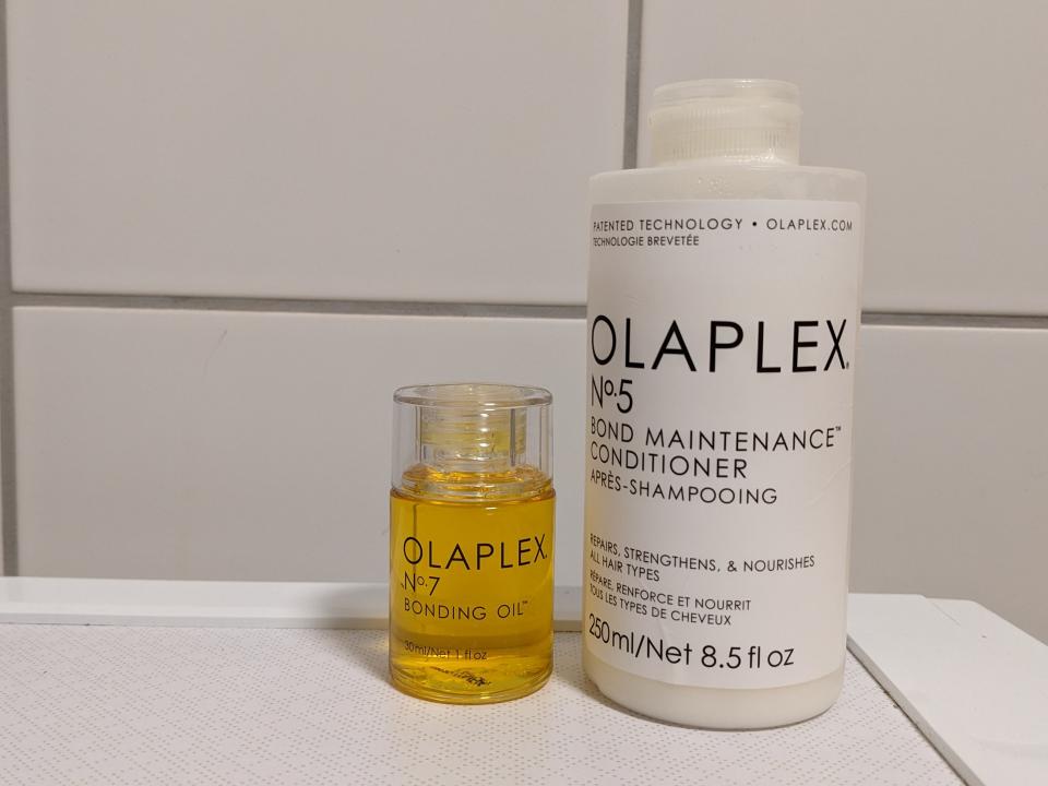 the olaplex bonding oil and conditioner i've been using