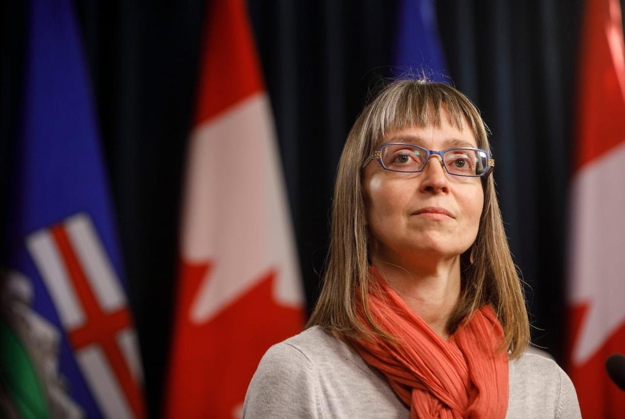 Dr. Deena Hinshaw, then Alberta's chief medical officer of health, is pictured at a news conference on March 20, 2020.  (Jason Franson/The Canadian Press - image credit)