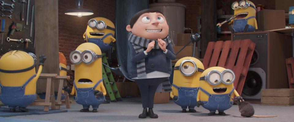 A young Gru surrounded by his minions