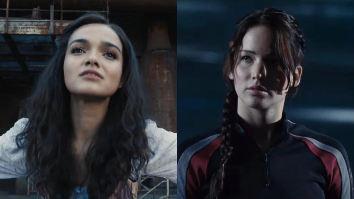  Rachel Zegler in Ballad of Songbirds and Snakes and Jennifer Lawrence in The Hunger Games. 