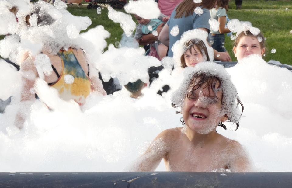 A foam pit was a popular attraction for children during the fourth annual Crestline Freedom Festival, which took place in the village's downtown.