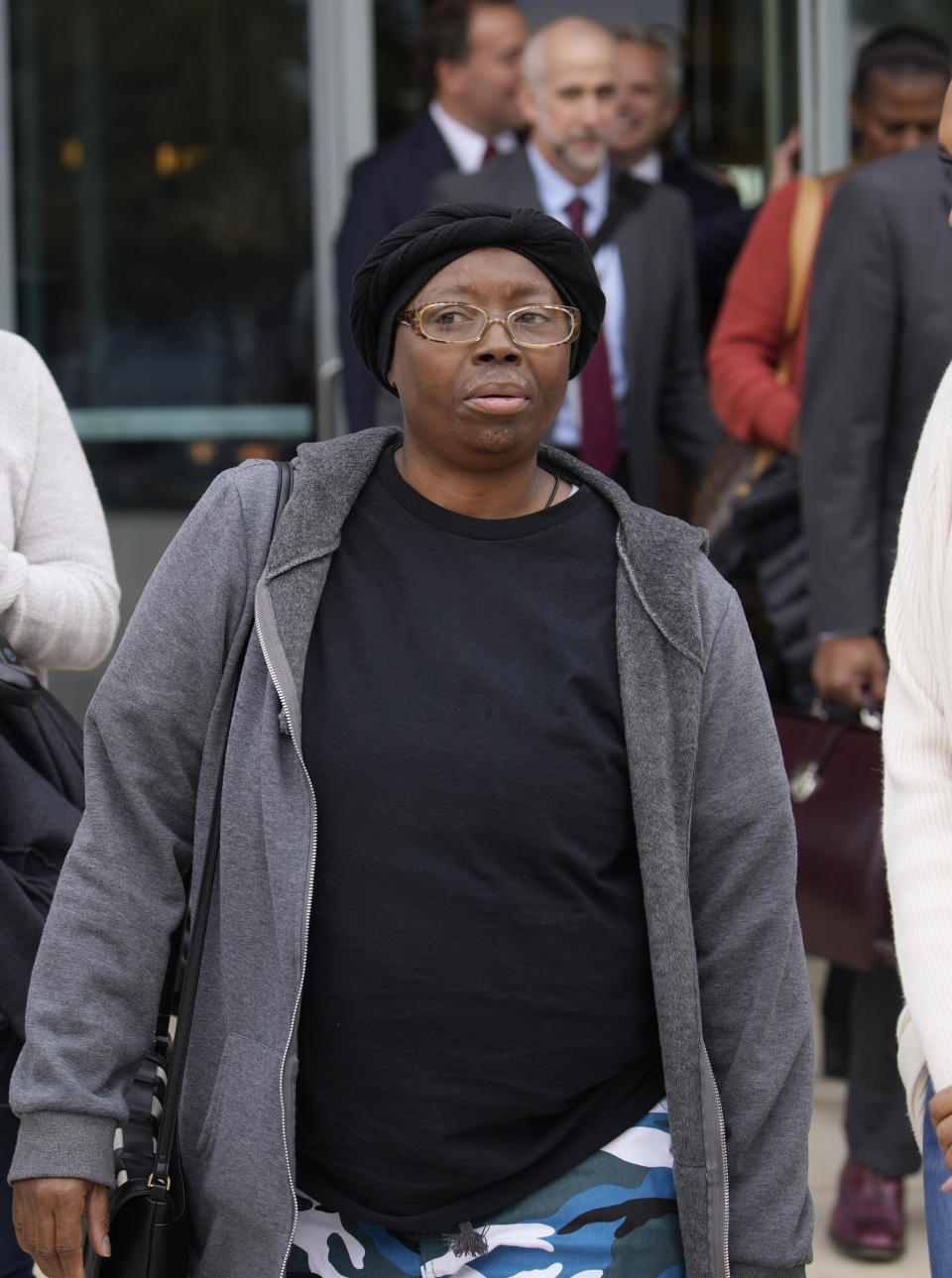 Sheneen McClain, mother of Elijah McClain, leaves the Adams County, Colo., Courthouse after hearing the verdict in the trial involving the 2019 death of her son on Thursday, Oct. 12, 2023, in Brighton, Colo. (AP Photo/David Zalubowski)