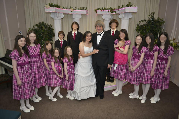 Seven of the 13 Turpin siblings, pictured here during a past vow renewal of their parents, received a private concert by cellist Yo-Yo Ma on Friday. (Photo: Facebook)