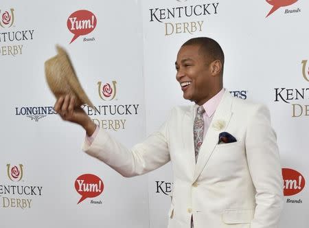 Television reporter Don Lemon arrives on the red carpet before the 142nd running of the Kentucky Derby at Churchill Downs. Mandatory Credit: Jamie Rhodes-USA TODAY Sports