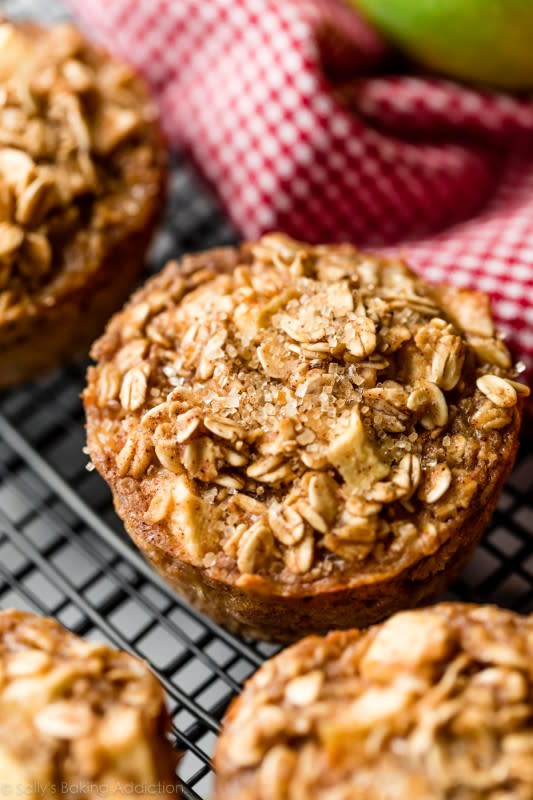 <p>Sally's Baking Addiction</p><p>Using a few simple ingredients and 1 bowl, throw these healthy apple cinnamon-baked oatmeal cups in the oven. They’re ready in about 30 minutes. The whole family, kids included, love them. Try the other flavors listed, too! </p><p><strong>Get the recipe: <em><a href="https://sallysbakingaddiction.com/apple-cinnamon-baked-oatmeal-cups/" rel="nofollow noopener" target="_blank" data-ylk="slk:Apple Cinnamon Baked Oatmeal Cups;elm:context_link;itc:0;sec:content-canvas" class="link ">Apple Cinnamon Baked Oatmeal Cups</a></em></strong></p>