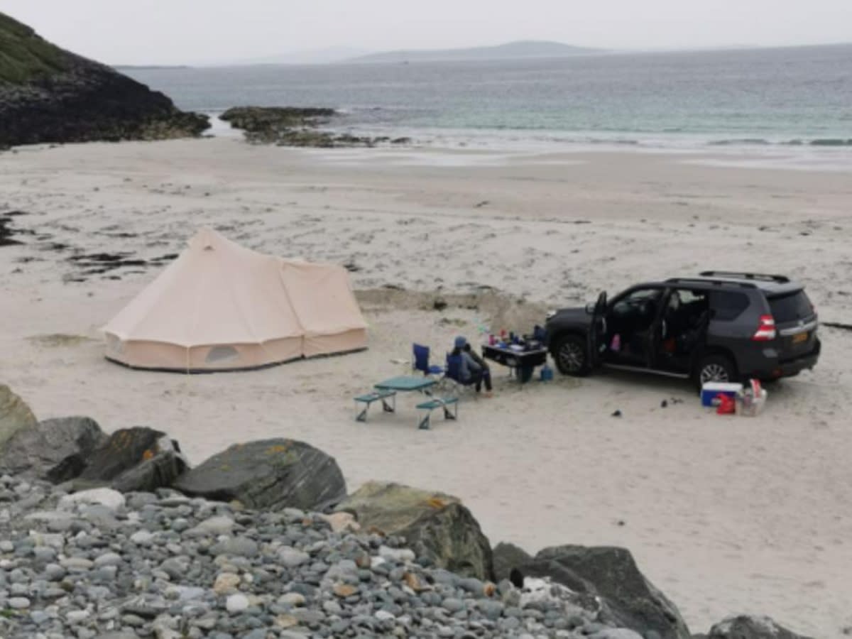 The family set up on Northton Beach