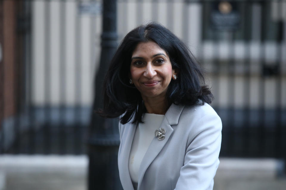 Attorney General Suella Braverman leaves 10 Downing Street, London following the government's weekly Cabinet meeting. Picture date: Tuesday March 15, 2022.