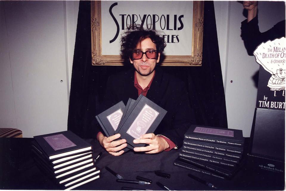 <p>King of melancholy and dark humor Tim Burton channeled that energy into a collection of poems and short stories, <em>The Melancholy Death of Oyster Boy and Other Stories</em>, that was released in 1997. </p><p>In true Tim fashion, the work focused on characters named things like Robot Boy, whose parents hate him because he reminds them of his mom's affair with a blender, Junk Girl and Char Boy, who identify with garbage so much that they actually become it, and Stick Boy, who is too fail to handle anything difficult, the <a href="https://aux.avclub.com/tim-burton-the-melancholy-death-of-oyster-boy-1798193733" rel="nofollow noopener" target="_blank" data-ylk="slk:AV Club" class="link ">AV Club</a> explained in a review. </p><p><a class="link " href="https://www.amazon.com/Melancholy-Death-Oyster-Other-Stories/dp/0688156819/ref=sr_1_1?dchild=1&keywords=tim+burton&qid=1599799725&s=books&sr=1-1&tag=syn-yahoo-20&ascsubtag=%5Bartid%7C2140.g.33987725%5Bsrc%7Cyahoo-us" rel="nofollow noopener" target="_blank" data-ylk="slk:Buy the Book">Buy the Book</a></p>