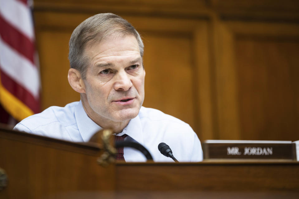 Rep. Jim Jordan speaks during a House Oversight and Accountability Committee hearing in Washington, D.C.  (Francis Chung / POLITICO via AP file)