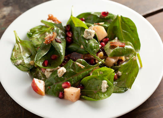 <strong>Get the <a href="http://pinchmysalt.com/fall-fest-spinach-pomegranate-salad-with-apples-and-walnuts/">Spinach Pomegranate Salad with Apples and Walnuts Recipe</a> by Pinch My Salt</strong>