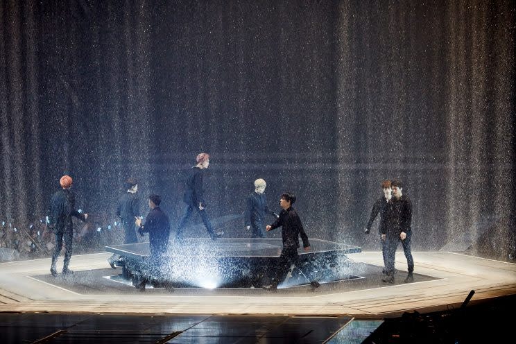 EXO at one of the concert stops for 