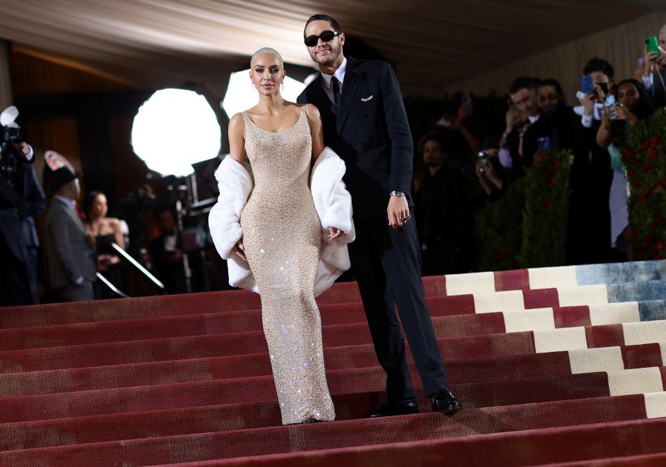 Kim Kardashian and Pete Davidson attend The 2022 Met Gala Celebrating "In America: An Anthology of Fashion" at The Metropolitan Museum of Art on May 02, 2022 in New York City.