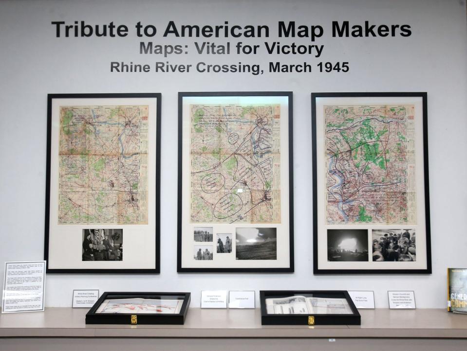 A Tribute to American Map Makers exhibit is shown at MAPS Air Museum in Green on Friday, May 6, 2022.