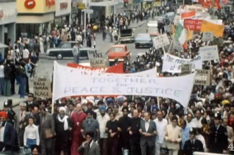 The Asian community protest following racially motivated murders in the 1970s