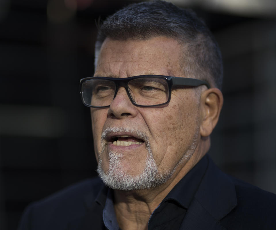 Self-styled Dutch positivity guru Emile Ratelband answers questions during an interview in Utrecht, Netherlands, Thursday, Nov. 8, 2018. For Ratelband age really is just a number. In a legal battle that is stretching the debate about just how far a person can go in changing his or her identity, the sixty-nine-year-old television personality has asked a Dutch court to officially change his biological date of birth to make him 49. (AP Photo/Peter Dejong)