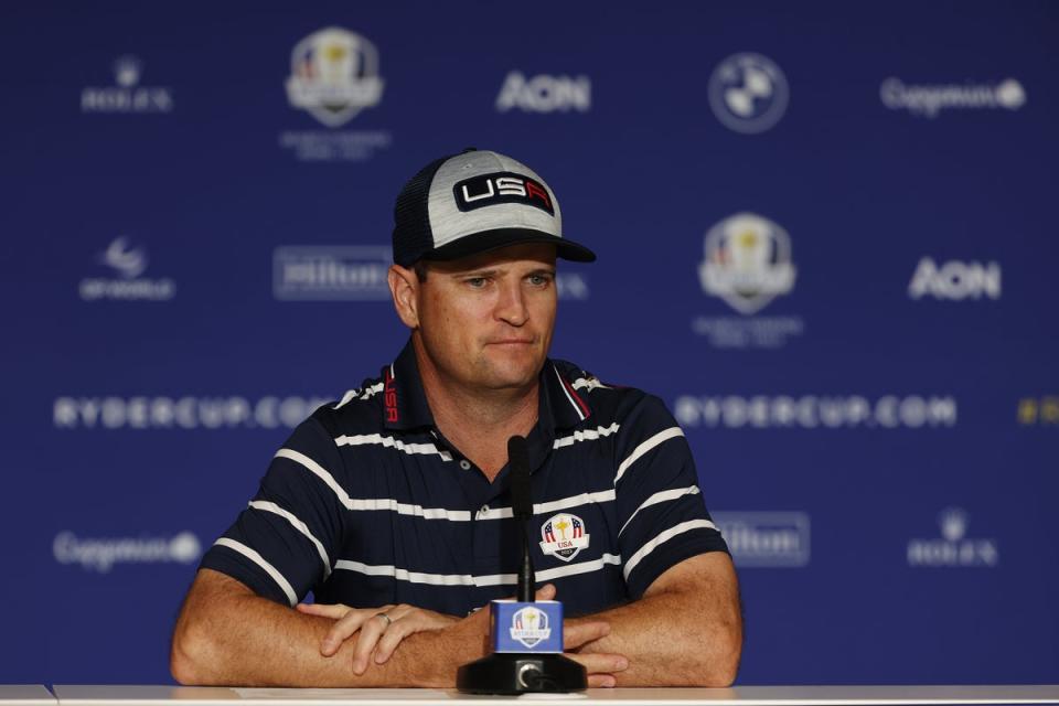 Zach Johnson speaks to the media after day one in Rome (Getty Images)